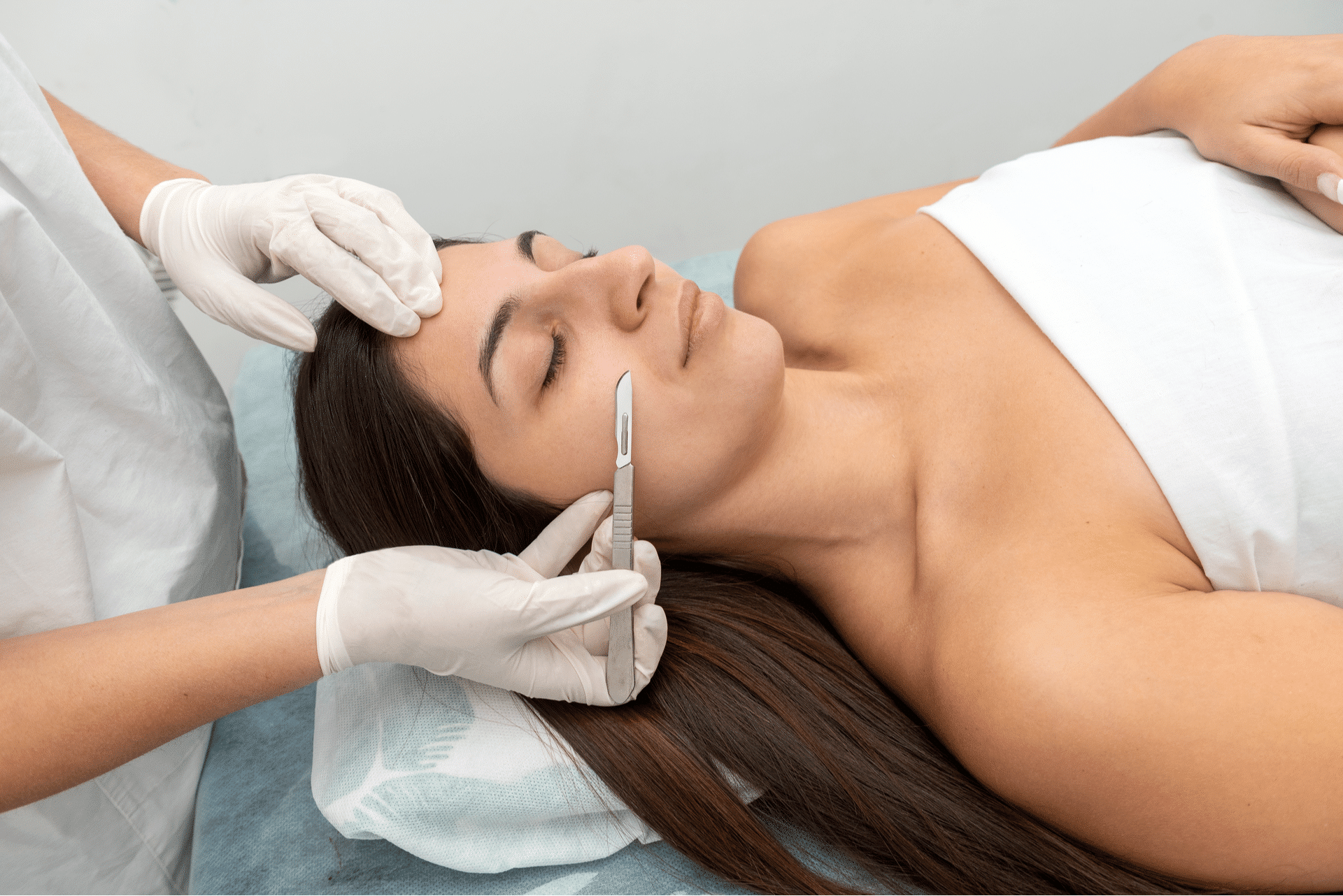 woman smiling getting microneedling